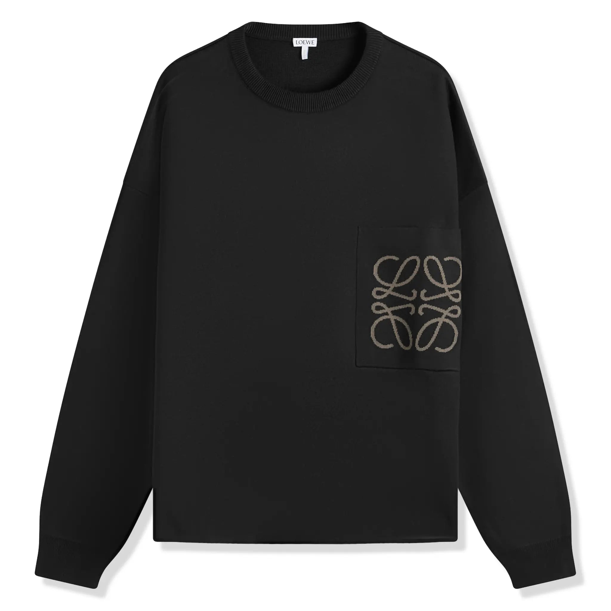 Front View of Loewe Anagram Pocket Cotton and Viscose Black Sweatshirt H526Y14KDK-1100